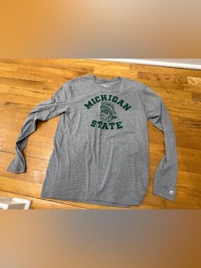 Michigan State Gray Long-Sleeve Crewneck Shirt